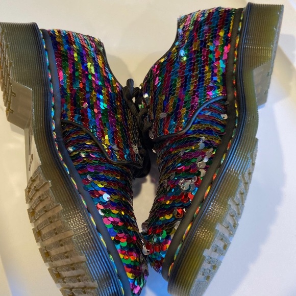 Dr. Martens RAINBOW MULTI+SILVER SEQUIN woman’s size 6 - Picture 7 of 8